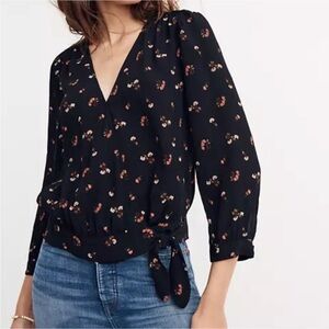 NWOT Madewell Wrap Blouse in flower toss